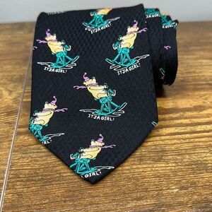 Winnie the POOH "It's a Girl!" 100% Silk Men’s Black NeckTie DISNEY 4" x 58" Tie